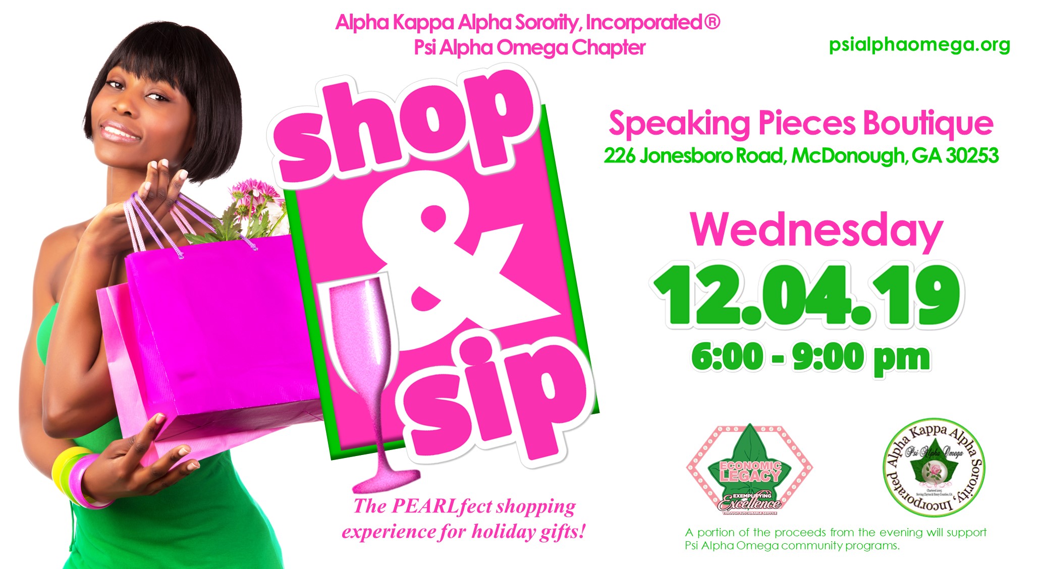 Shop and Sip Holiday Gifts at Speaking Pieces Boutique Psi Alpha